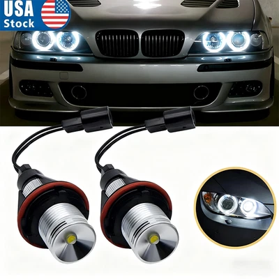 2x White LED Angel Eye Halo Ring Light Bulbs Lamp Fit For BMW E39 E60 E53 X5 Foto 1 de 4