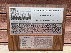 VTG 1971 IOWA STATE CYCLONES SUN BOWL FOOTBALL TEAM PHOTO PLAQUE J.D. HEALY WI - Picture 1 of 4
