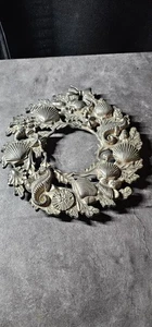 Vintage Silver Toned Ocean Themed Wall Hanging Trivet/Pot/Plate Holder | B1 - Picture 1 of 2