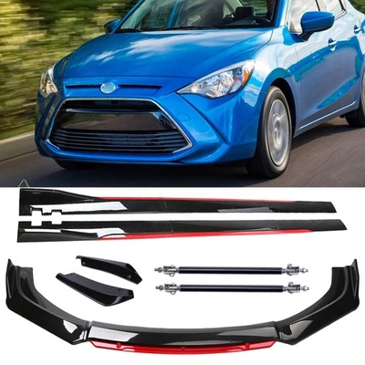 For Toyota Yaris/ R 2005-2020 Glossy Black Red Front Lip Chin Bumper Side Skirt - Изображение 1 из 4