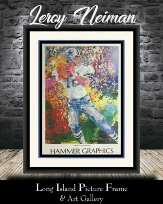 Litografía firmada por Leroy Neiman - Roger Staubach Dallas Cowboys NUEVA ENMARCADA PERSONALIZADA Foto 1 de 4