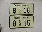 Nebraska AGR  Truck license plate  pair  #  8   16