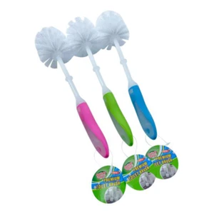 3Pcs Toilet Cleaning Brush Plastic Bristle Cleaner Ergonomic Handle - Picture 1 of 1