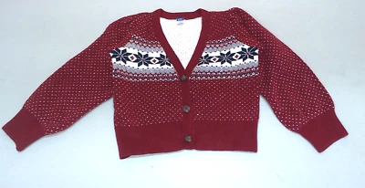 Suéter Antiguo Azul Marino Rojo Navidad Bottun Up Niña Talla Mediana 8 Foto 1 de 4
