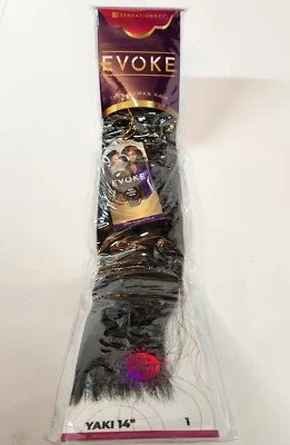 NEW SEALED Sensationnel Evoke 100% Human Hair Weaving Empire Yaki 14" Natural 1B - Image 1 of 4