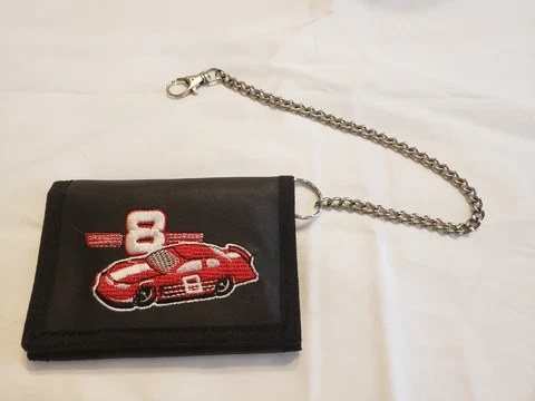Dale Earnhardt Jr Tri-Fold Wallet Budweiser Red Hook and Loop Fasten Key Chain Cover