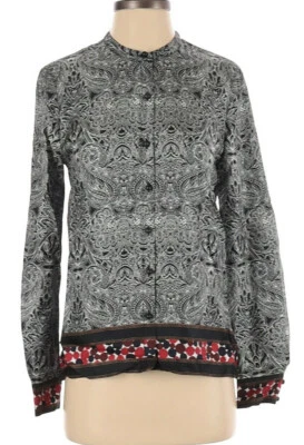 Blusa DVF Diane von Furstenberg Multicolor "Elenora" Manga Larga Seda Talla 4 Foto 1 de 4