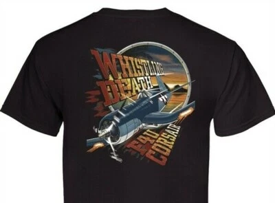 CAMISETA NEGRA F4U Corsair Fighter "Whistling Death" (05) HOMBRE 100% ALGODÓN. Segunda Guerra Mundial Foto 1 de 2