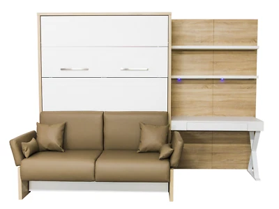 Schrankbett / Wandbett / Klappbett- Sofa WBS 1 Soft -140 x 200 cm Bardolino Weiß - Bild 1 von 4