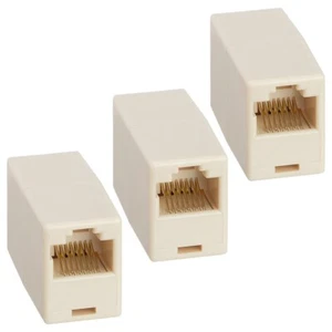 3x CAT5e RJ45 Female to Female Inline Coupler Coupling Joiner Connector Beige - Picture 1 of 4