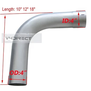 4Inch Aluminized 90 Degree Exhaust Elbow 4"OD x 10" 12" 18" inch Arms Truck Pipe - Picture 1 of 6