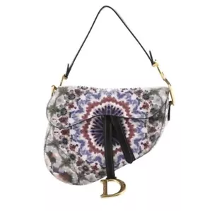 Christian Dior Canvas Embroidered Beaded KaleiDiorscopic Saddle Handbag - Picture 1 of 4