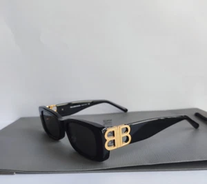 Authentic Balenciaga BB0096S Black/Grey Full-Rim Rectangle Unisex Sunglasses - Picture 1 of 7