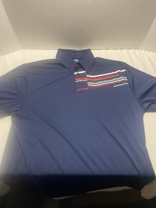 Under Armour Heatgear Polo, XL, Dark Blue With Retro Chest Striping - Picture 1 of 3
