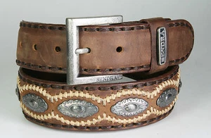 7606 Sendra Cinturón de Cuero Sprinter Tanga Braun Con Conchos Cinturón - Imagen 1 de 1