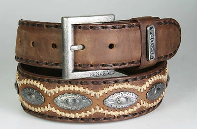 7606 Sendra Ledergürtel Sprinter Tang Braun mit Conchos Wechselgürtel