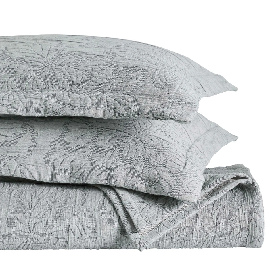 Juego de colcha y farsa floral tejida matelasse de algodón de hibisco de peso medio Foto 1 de 1