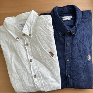 U.S. Polo Shirt Mens 2XL Slim 2pc Bundle Blue White Pony Logo Collared Shirts - Picture 1 of 19