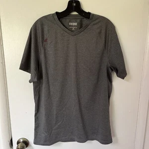 Rhone STH-182 Sentry V Neck T Shirt Mens Medium Gym Running Casual Stretch Gray - Picture 1 of 8