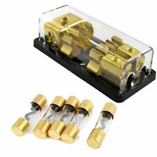 Gold Plated Dual AGU Fuse Holder 4/8 Gauge Power/Ground w/ Pack of 5 100A Fuse