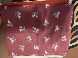 Stoff 2 Yds Burgunderrot/Rost Blumen Neu Baumwolle - Bild 1 von 1