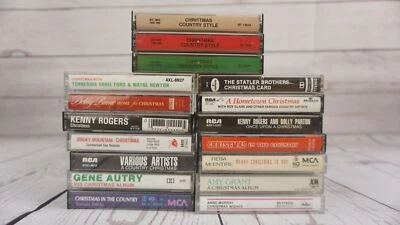 Country Christmas Holiday Cassette Tape Lot of 17 Kenny Reba Dolly Gene Autry Foto 1 de 4