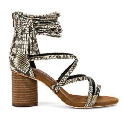 Sandalia Jeffrey Campbell Despina con Tirantes Estampado de Serpiente de Pitón Natural Tirantes Talla 7 Foto 1 de 4