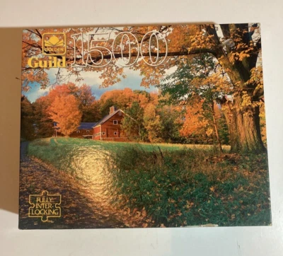 GOLDEN GUILD 1500 piece jigsaw puzzle PEACHAM VT  27"X33" Vintage 4667-36 SEALED - Image 1 of 4