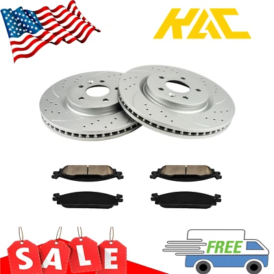 Front Drilled Disc Rotors Brake Pads for 2011-2014 Ford Explorer 54171D1376 - Image 1 of 4