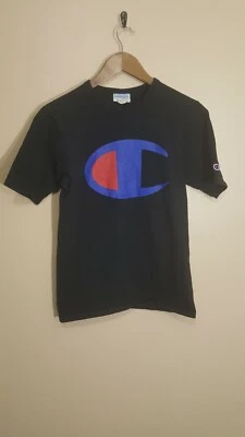 Camiseta Vintage CHAMPION Logo Grande Doble Cara Talla Pequeña Foto 1 de 4