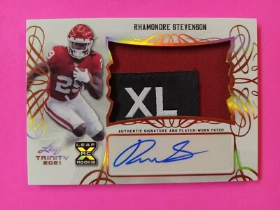 Rhamondre Stevenson 2021 Leaf Trinity Laundry Tag 3 Color RPA - Image 1 of 4