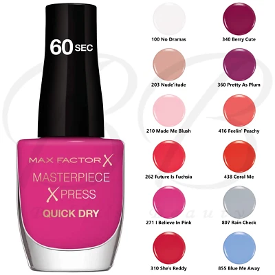 MAX FACTOR Masterpiece X Press Quick Dry Glossy Nail Polish 8ml *CHOOSE SHADE*