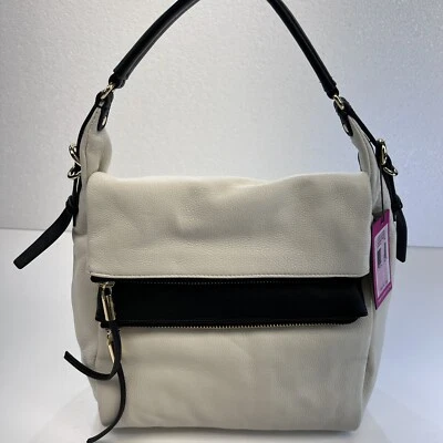 Vince Camuto NWT Faye Hobo Cream White Black Gold Hardware Leather Handbag Purse - Image 1 of 4