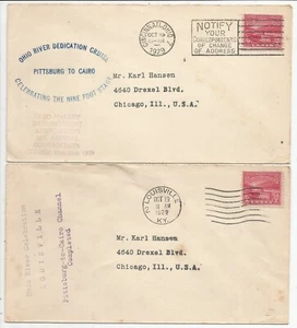 Two 1929 Ohio River Canalization FDCs of Louisville, Cincinnati with cachets - Picture 1 of 2