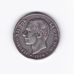 Alfonso XII : 2 Pesetas 1884 ( ) MSM ( bonita reproducción ) - Imagen 1 de 1