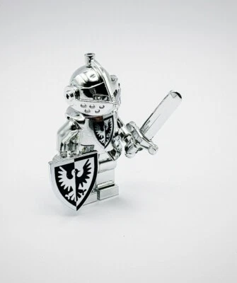 Lego Chrome Silver Plated Knight Sword Shield Black Falcon Castle New!! - Image 1 of 4