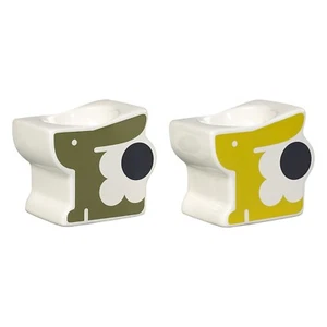 Juego Orla Kiely de 2 tazas de huevo de cerámica Bonnie Bunnie pastos marinos colores sol NUEVO - Imagen 1 de 3