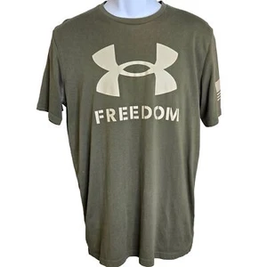 Camiseta deportiva Under Armour Freedom para hombre M verde oliva logotipo bandera de Estados Unidos - Imagen 1 de 6