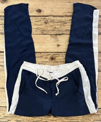 Pantalones Harlowe & Graham para mujer S azul/beige con cordón lateral a rayas nuevos con etiquetas Foto 1 de 4