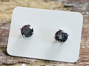 Pendientes de topacio místico, pendientes de plata de ley, aretes, pendientes de arco iris - Imagen 1 de 12