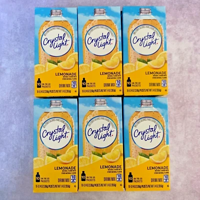 Crystal Light LEMONADE - 6 Boxes of 10 on-the-go Packets - BB 6/24