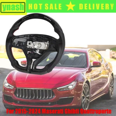 LED Steering Wheel For 2015-2024 Maserati Ghibli Quattroporte Carbon Fiber Foto 1 de 4