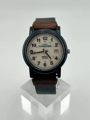 Timex Reloj Mujer Plástico Marrón Verde Nylon Cuero 50m Fecha Beige Cuarzo Claro Foto 1 de 4