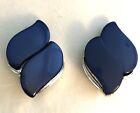 Vintage Signed Lisner Thermoset Double Blue Lucite Silver Tone Clip Earrings