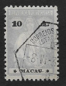 MACAU; 1923-1924 Ceres 10A Ultramarine/Black Used (BX) - Picture 1 of 1