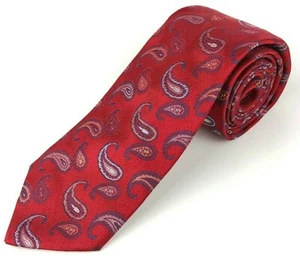 Nueva corbata de seda Daniel Cremieux Signature Collection para hombre roja cachemira 59 7/8" L $79 - Imagen 1 de 12