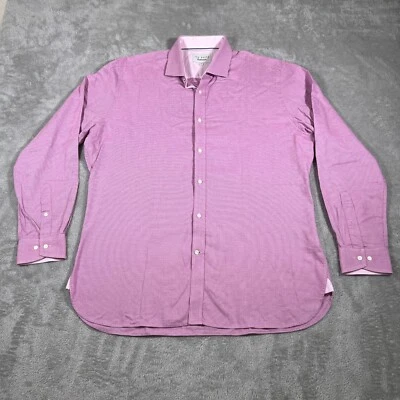Camisa de vestir Ted Baker Endurance para hombre talla 16,5 rosa guinga algodón manga larga Foto 1 de 4