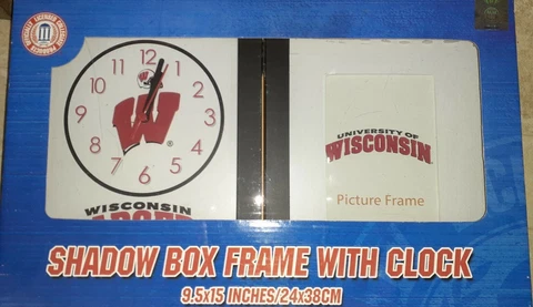 Wisconsin Badgers Quartz Clock & Picture Frame Badgers Football NEW Grad Gift Cover