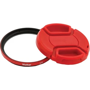 Vivitar 49mm UV Filter and Snap On Cap - Red - Picture 1 of 3