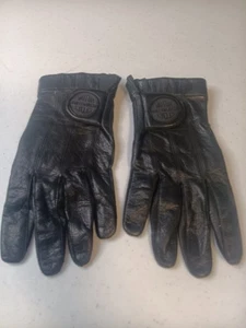Harley Davidson Riding Gloves Black Soft Leather Mens Large Logo Closure - Picture 1 of 7